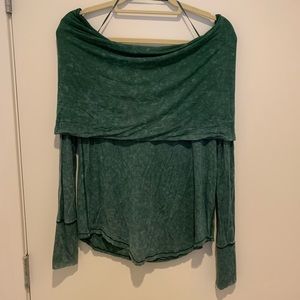 We The Free Off the Shoulder Blue Long Sleeve